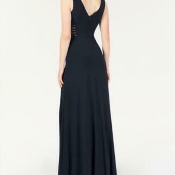 Morgan & Co Long Formal Strap Dress w/ Mesh - Picture 2 of 10